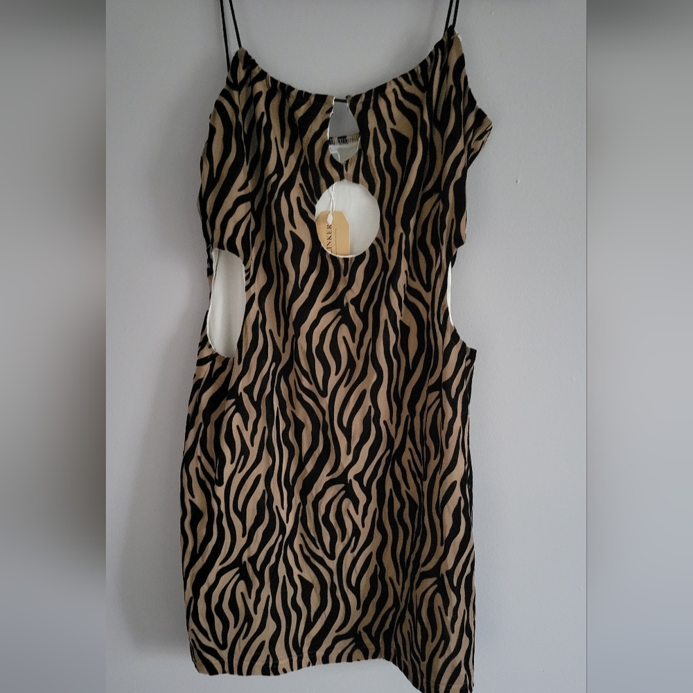 *NWT Hilinker Women's Sheer Mesh Spaghetti Straps Bodycon Dress.